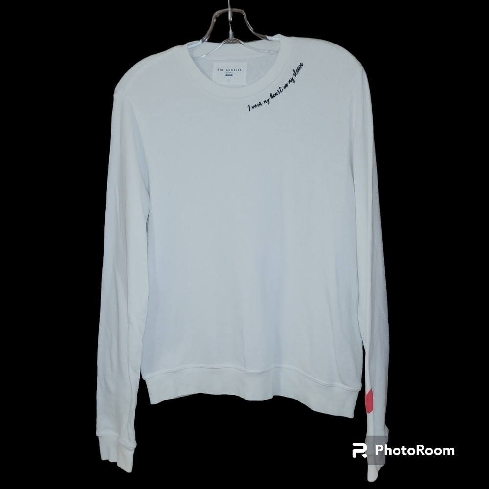Sol Angeles white crewneck long sleeve sweatshirt with heart graphic